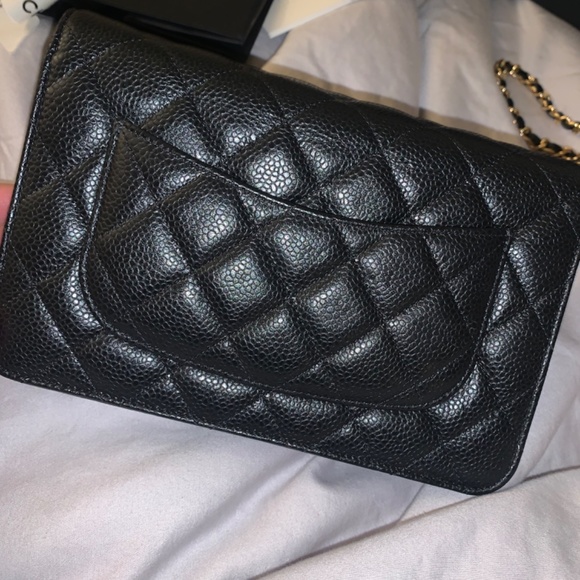 CHANEL Caviar Quilted Wallet On Chain WOC Black - Picture 8 of 13